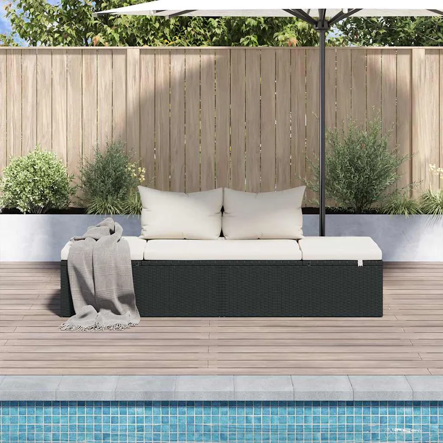 Lit de jardin Noir 195x60 cm Résine tressée - 3