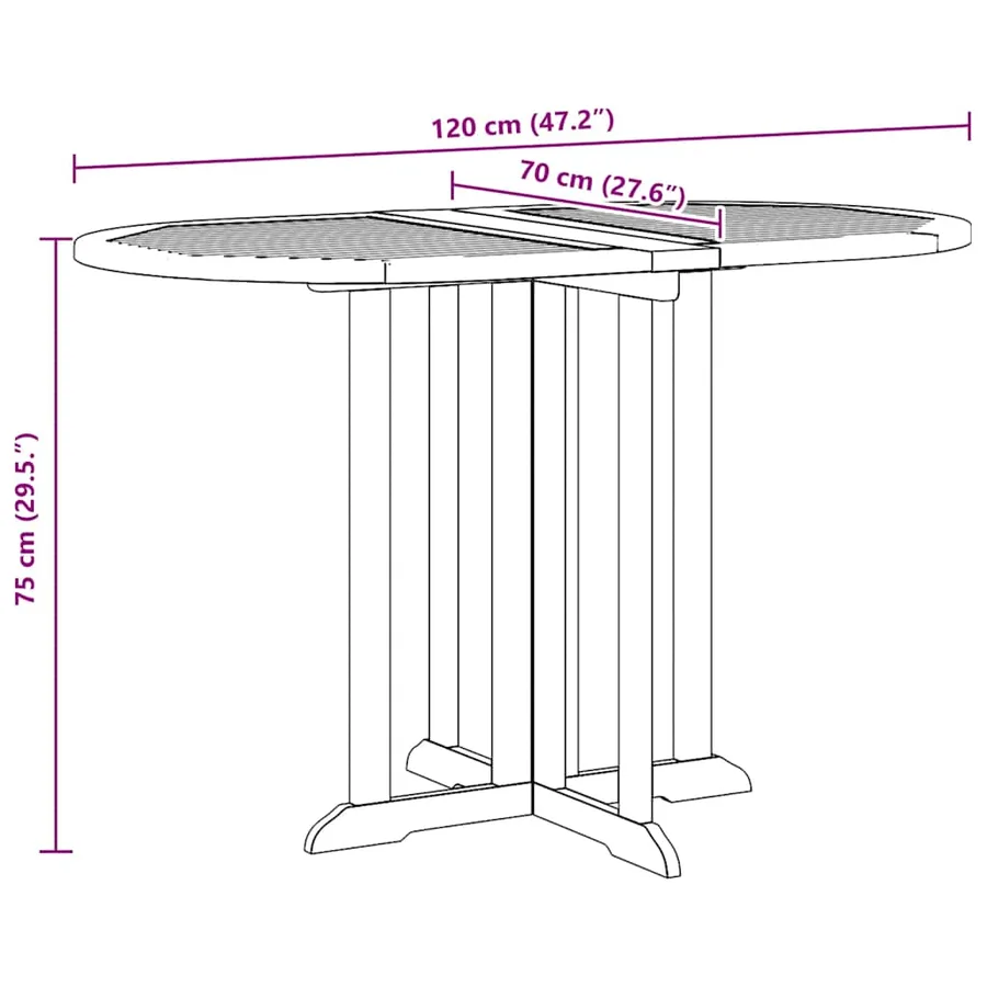 Table pliable de jardin papillon 120x70x75 cm Bois teck solide - 10