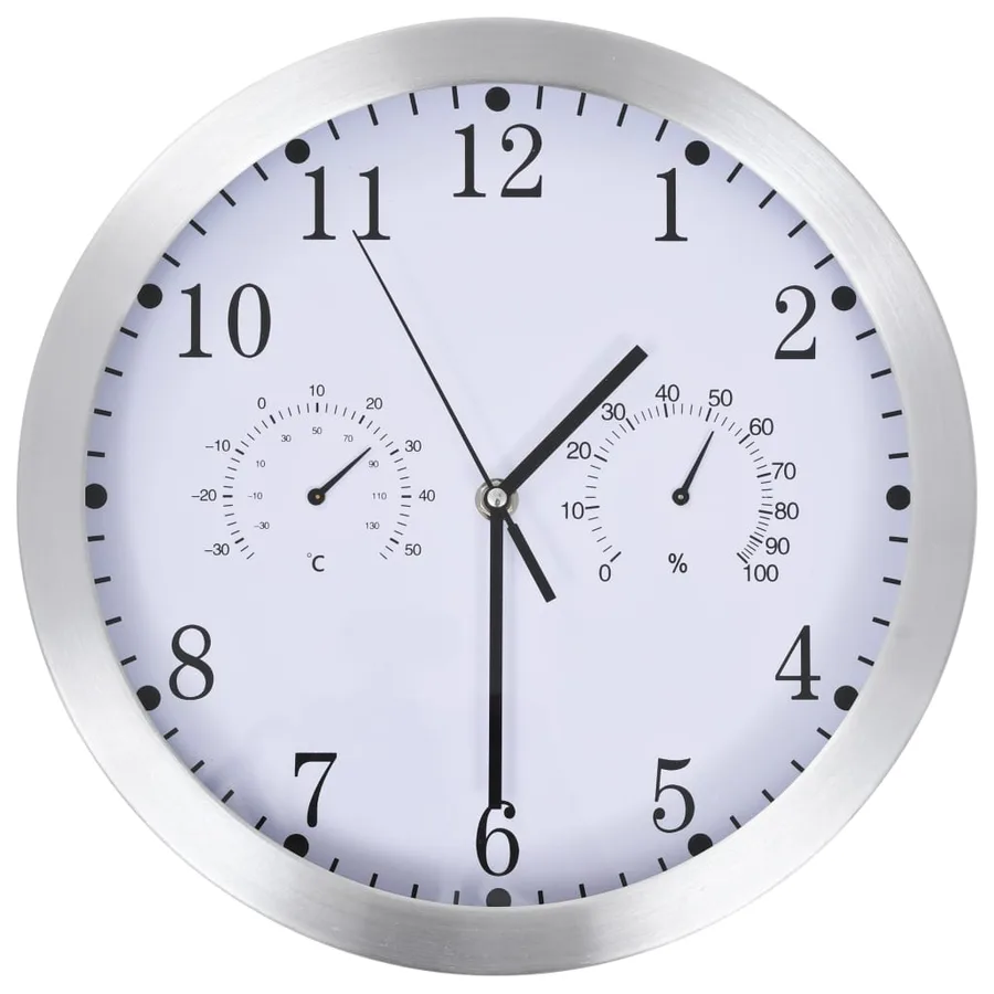 Horloge murale à quartz Hygromètre et thermomètre 30 cm Blanc - 2