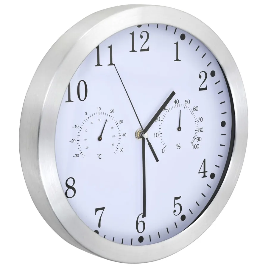 Horloge murale à quartz Hygromètre et thermomètre 30 cm Blanc - 3