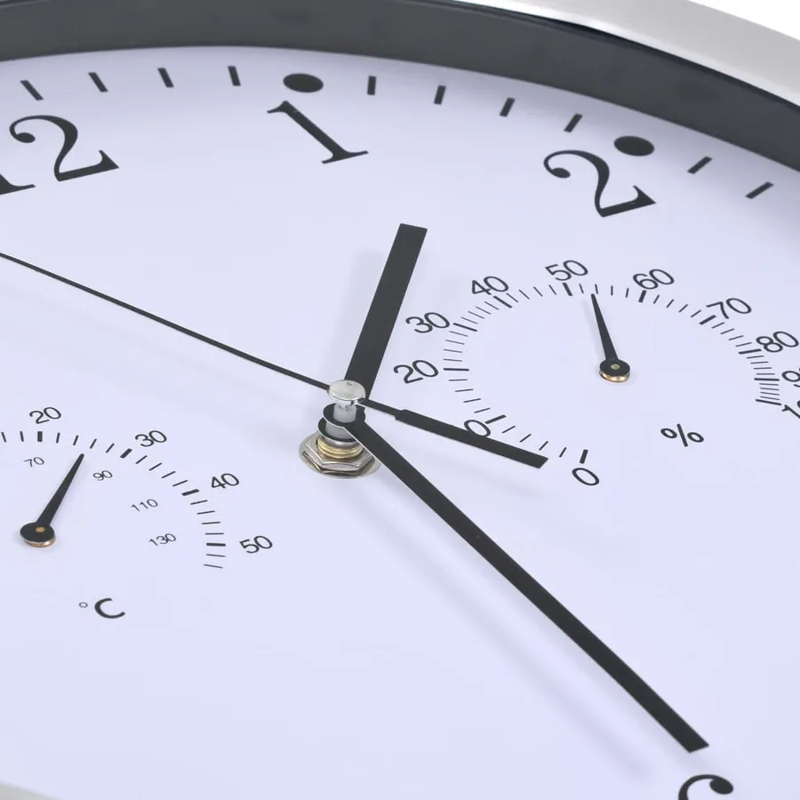 Horloge murale à quartz Hygromètre et thermomètre 30 cm Blanc - 4