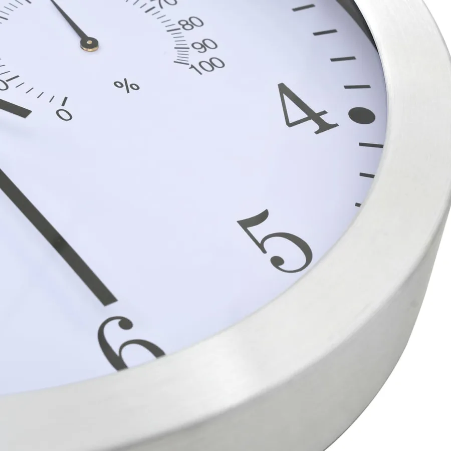 Horloge murale à quartz Hygromètre et thermomètre 30 cm Blanc - 5