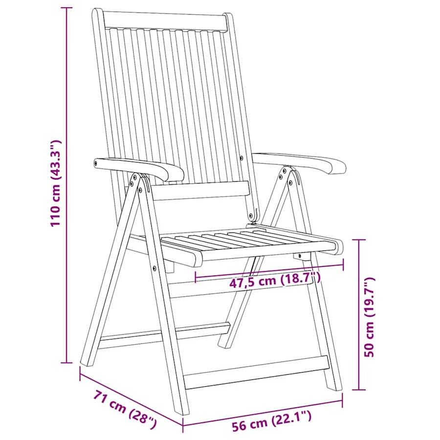 Chaises pliables de jardin lot de 4 Bois d'acacia solide - 10