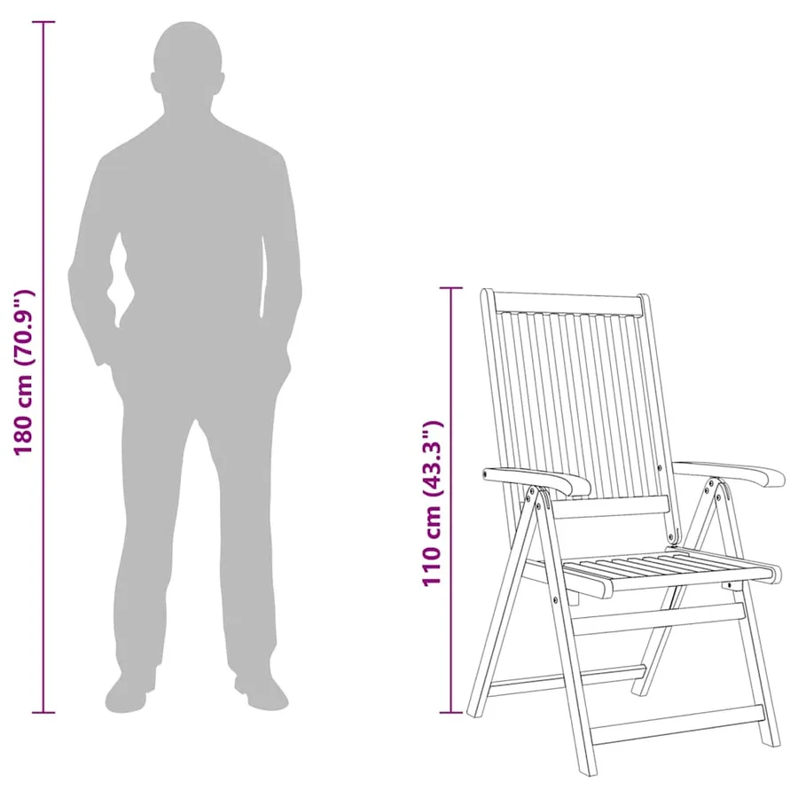Chaises pliables de jardin lot de 4 Bois d'acacia solide - 11