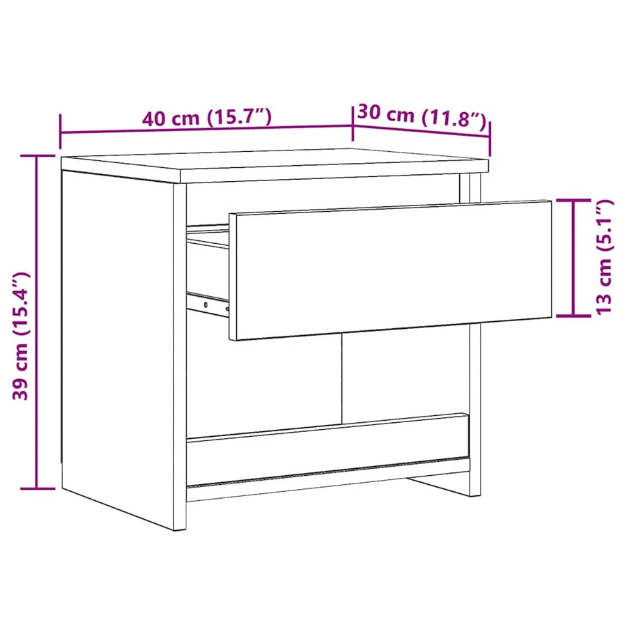 Table de chevet Sonoma gris 40x30x39 cm Bois d'ingénierie - 7