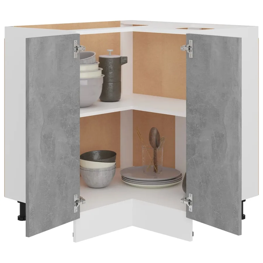 Armoire d'angle basse "Lyon" Gris béton 75,5 x 75,5 x 81,5 cm Bois d'ingénierie - 4