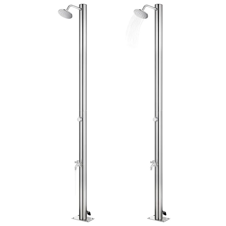 Douche de jardin avec base gris 220 cm Acier inoxydable - 2