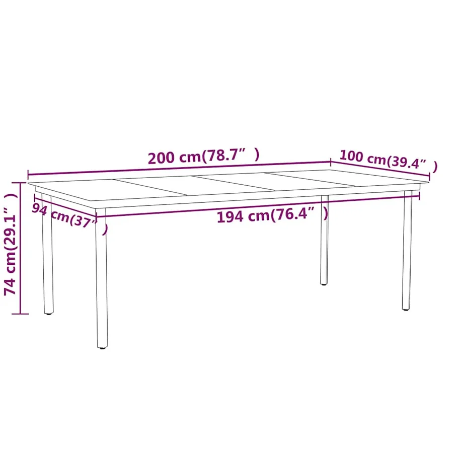 Ensemble à manger de jardin 7 pcs Noir - 8