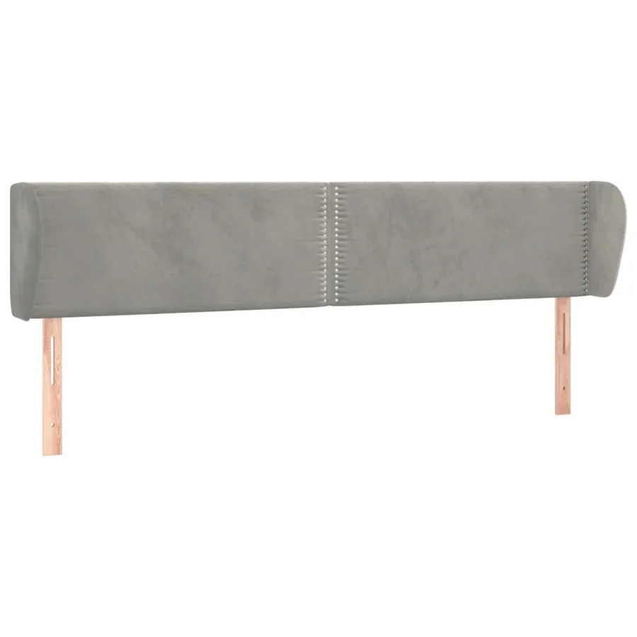 Tête de lit avec oreilles Gris clair 203x23x78/88 cm Velours - 2