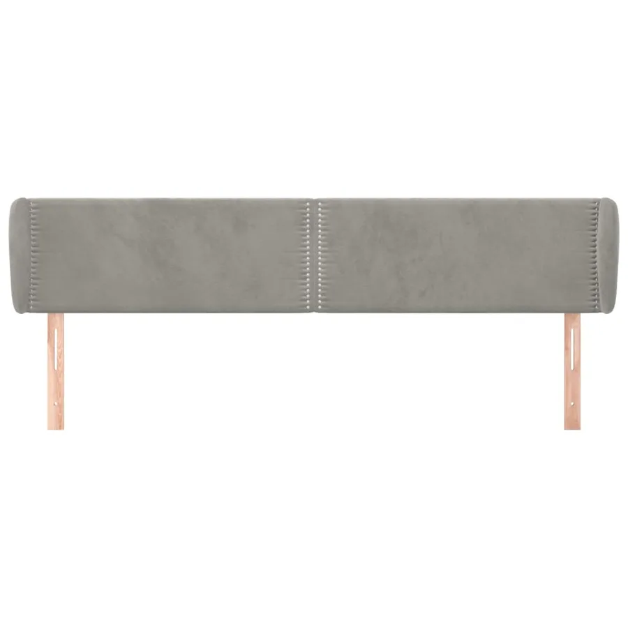 Tête de lit avec oreilles Gris clair 203x23x78/88 cm Velours - 3