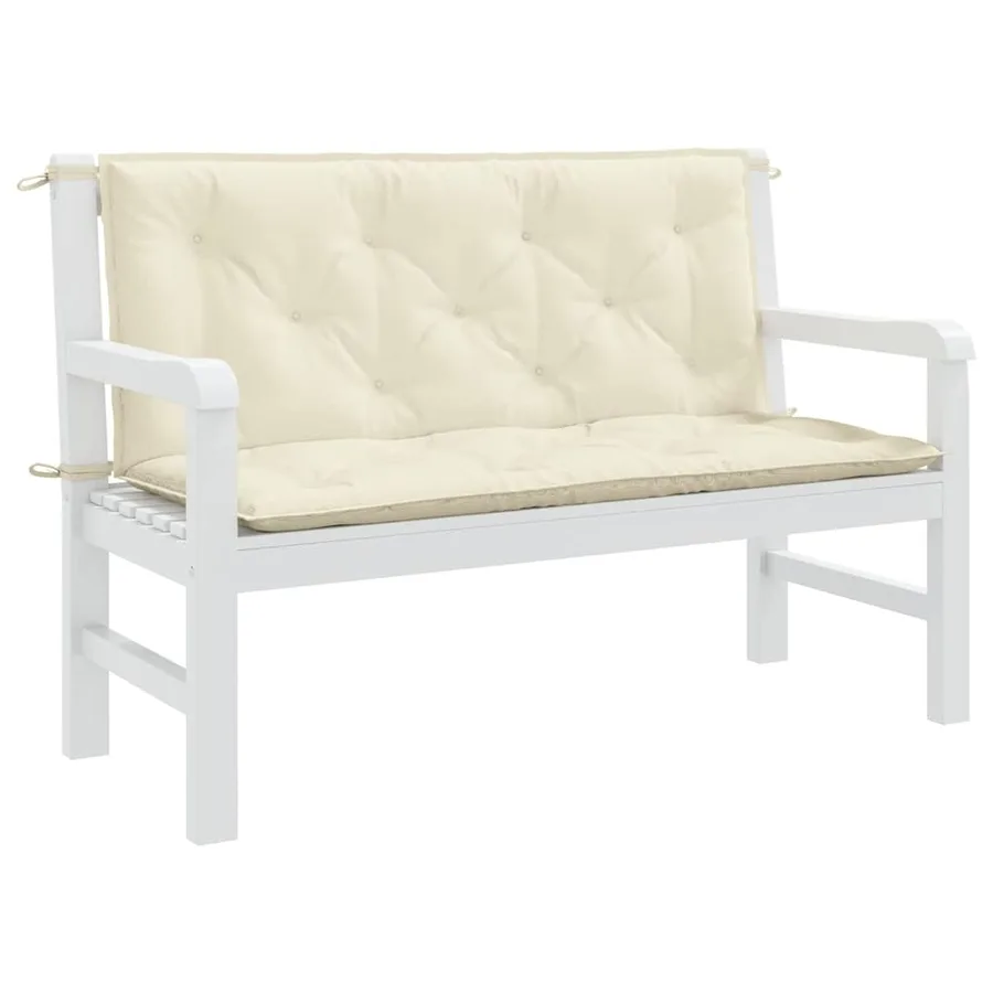 Coussin de banc de jardin blanc crème tissu oxford - 4