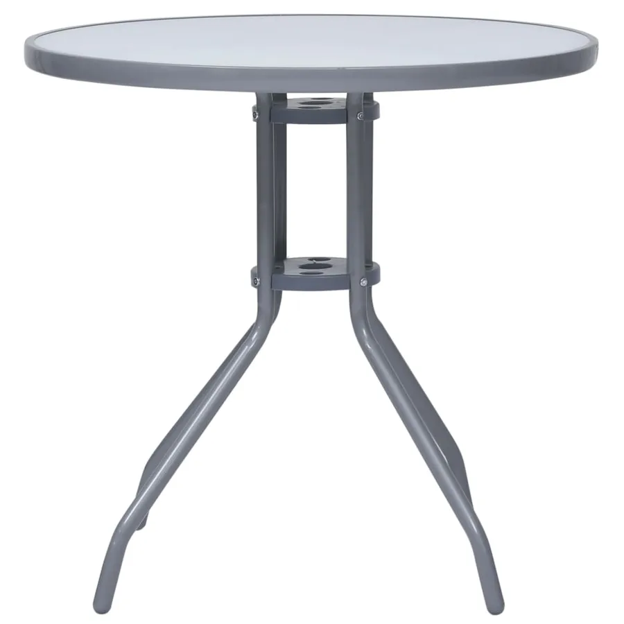 Table de jardin Gris clair 80 cm Acier et verre - 2