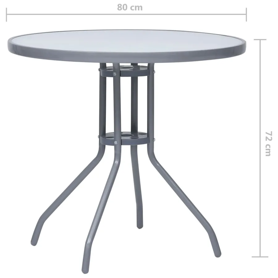 Table de jardin Gris clair 80 cm Acier et verre - 5