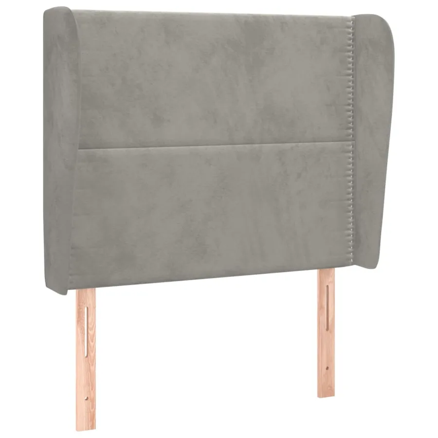 Tête de lit avec oreilles Gris clair 103x23x118/128 cm Velours - 2