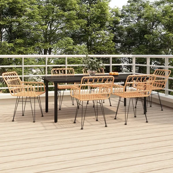 Ensemble à manger de jardin 7 pcs Résine tressée