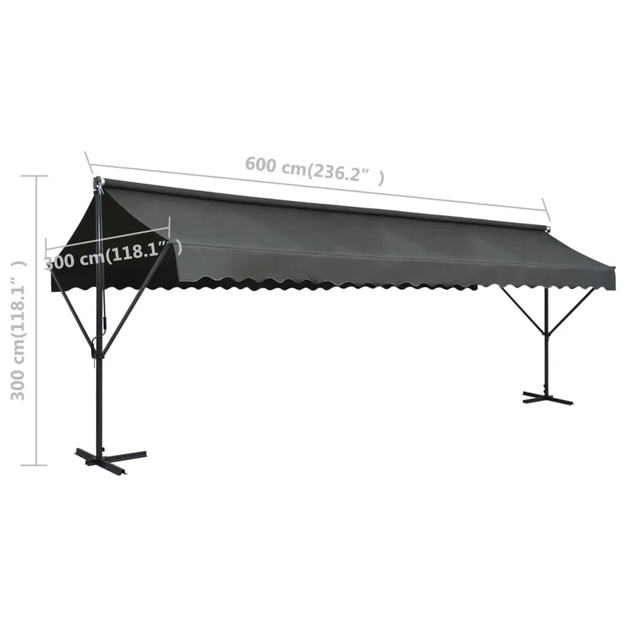 Auvent sur pied 600 x 300 cm Anthracite - 8