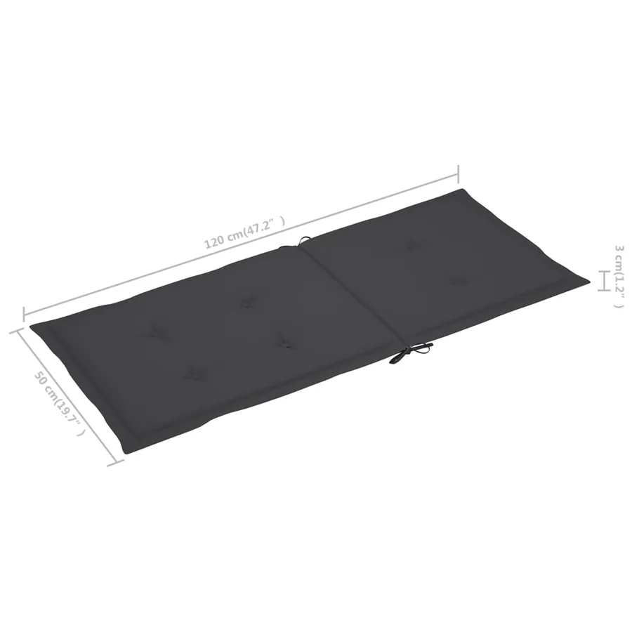 Chaises pliables de jardin lot de 3 avec coussins Bois d'acacia - 11