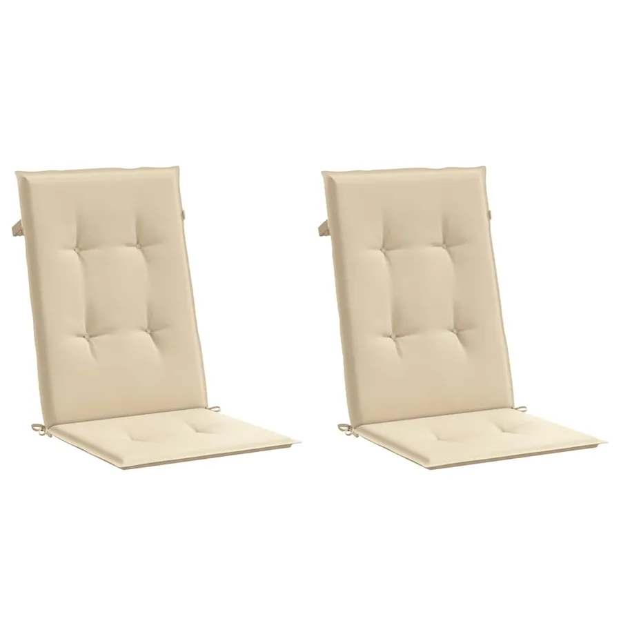 Coussins de chaise de jardin dossier haut lot de 2 beige tissu - 3