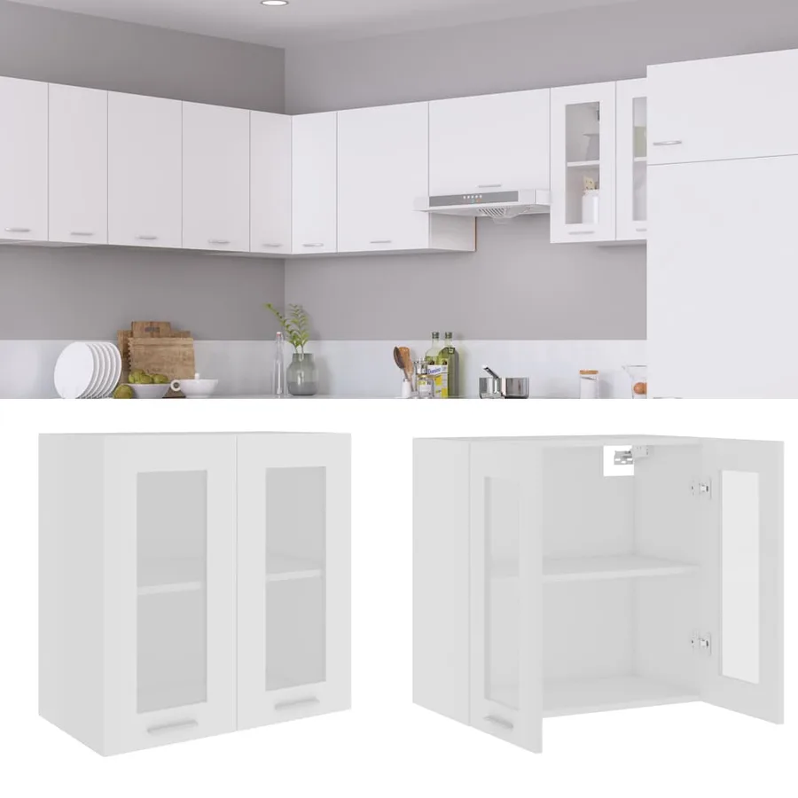 Vitrine suspendue "Lyon" Blanc 60 x 31 x 60 cm Bois d'ingénierie - 3