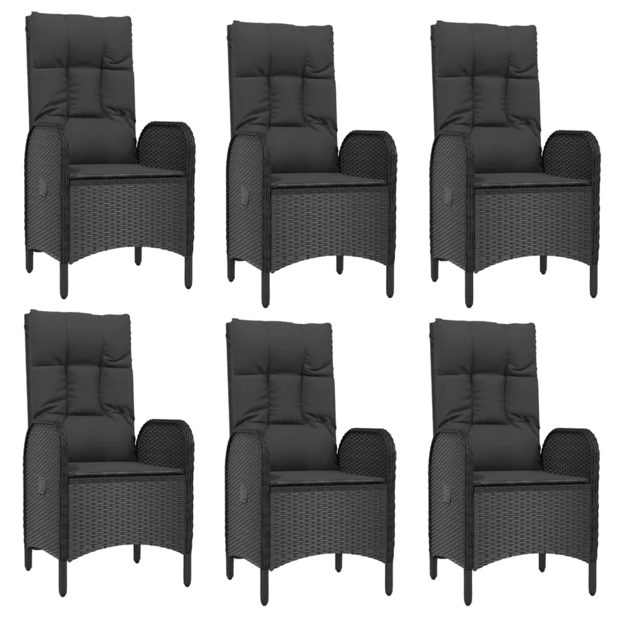 Ensemble à manger jardin 9pcs et coussins noir résine tressée - 4