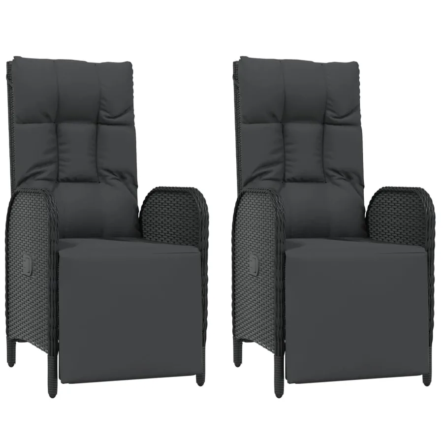 Ensemble à manger jardin 9pcs et coussins noir résine tressée - 5