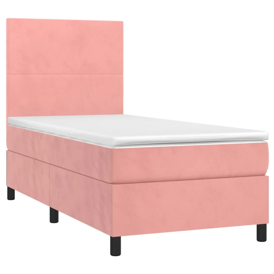 Sommier à lattes de lit avec matelas LED Rose 90x200 cm Velours - 3