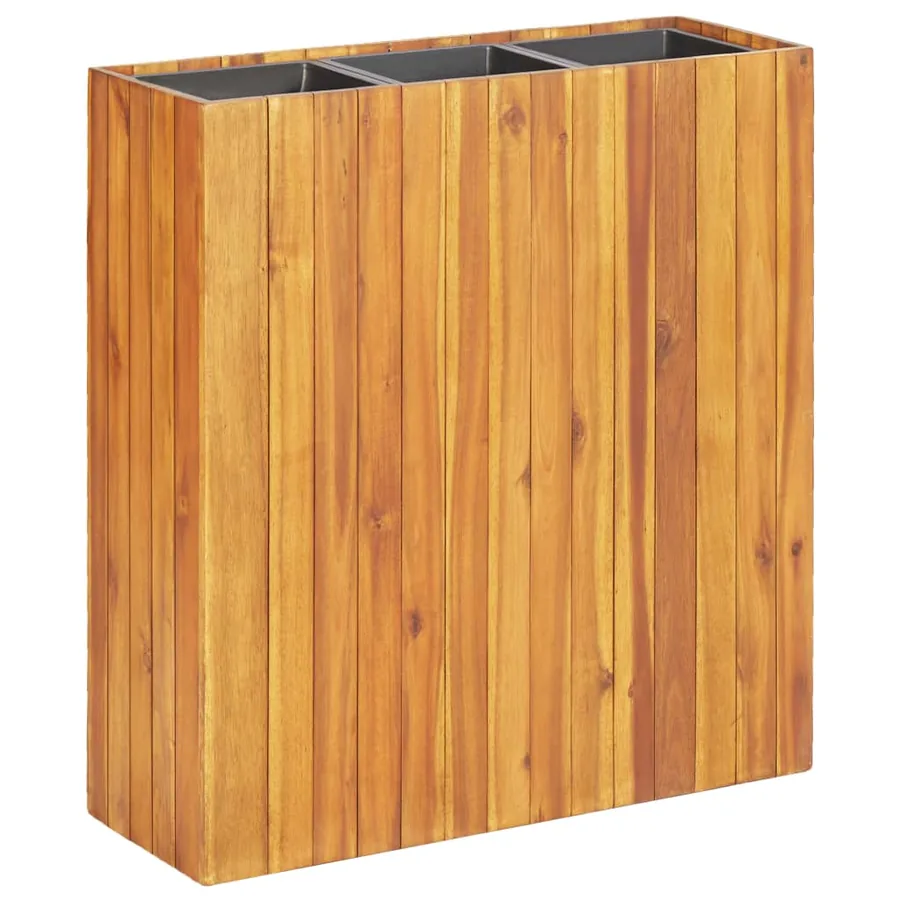Jardinière surélevée avec 3 pots bois massif d'acacia