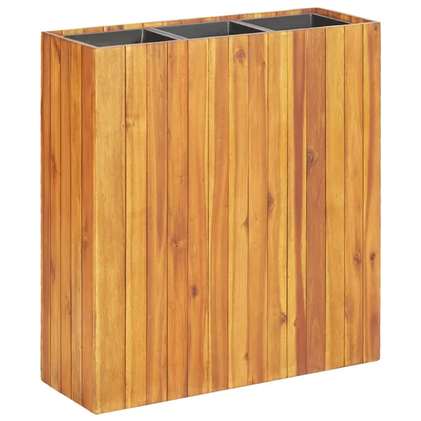 Jardinière surélevée avec 3 pots bois massif d'acacia