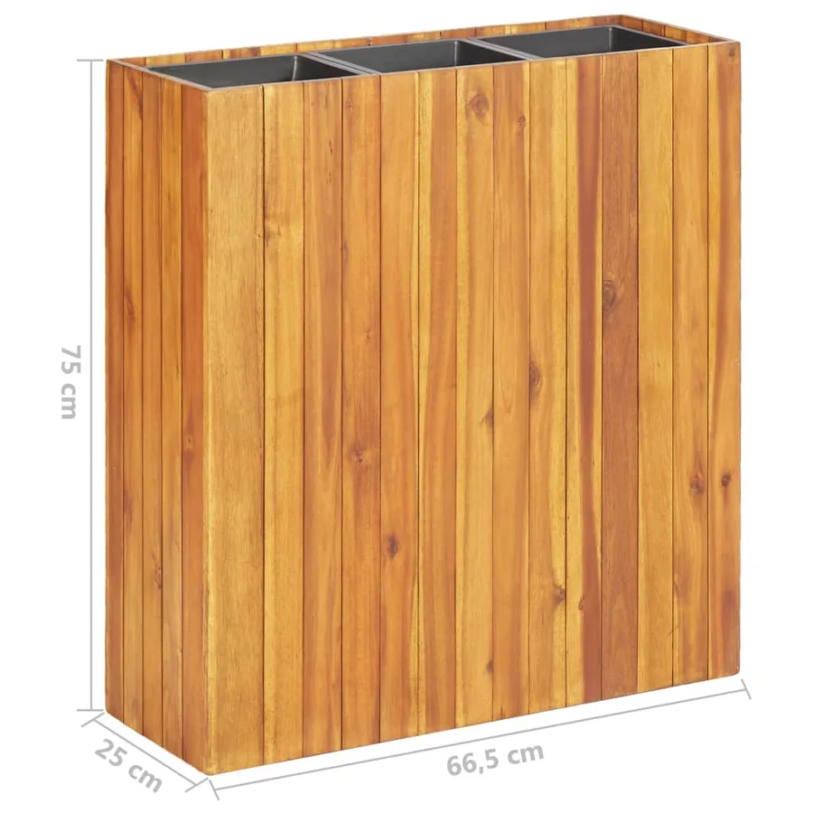 Jardinière surélevée avec 3 pots bois massif d'acacia - 10