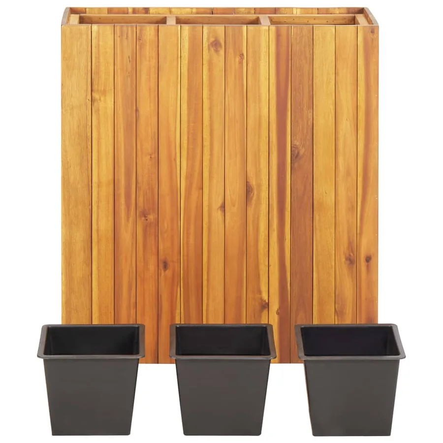 Jardinière surélevée avec 3 pots bois massif d'acacia - 3