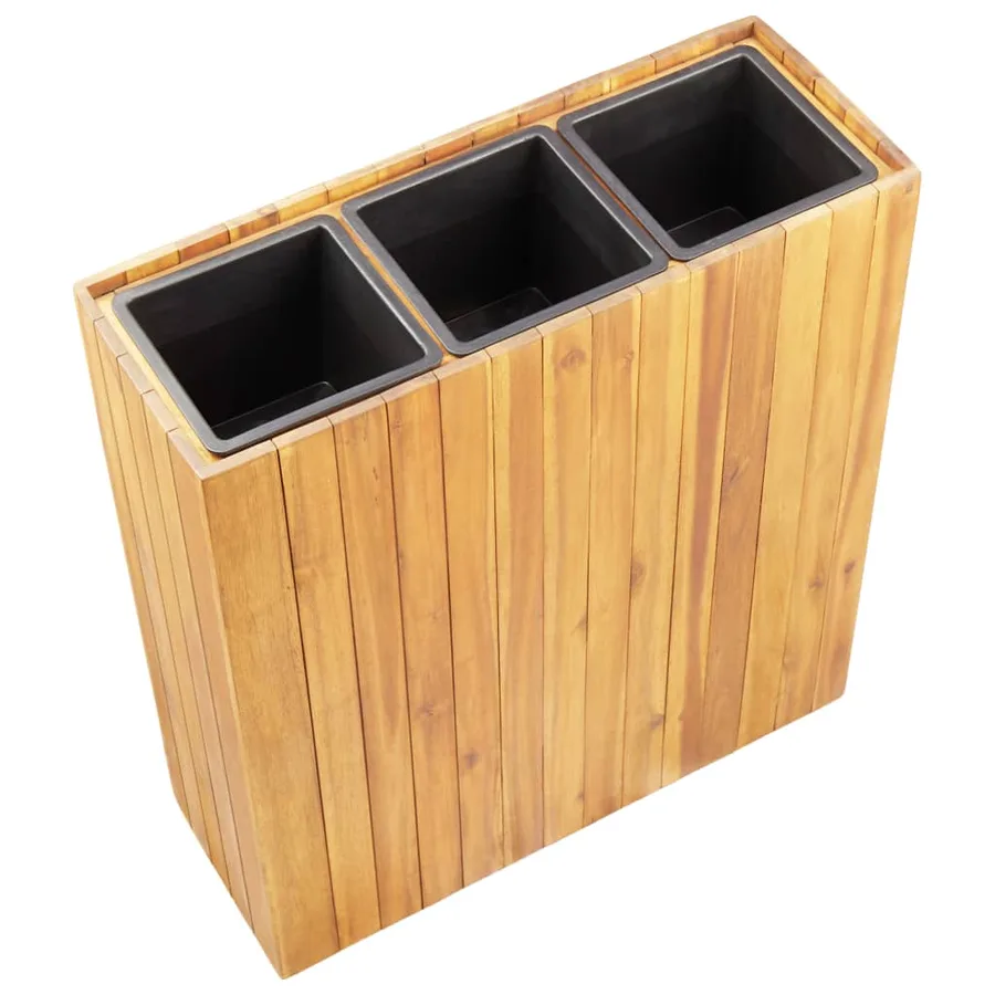 Jardinière surélevée avec 3 pots bois massif d'acacia - 4