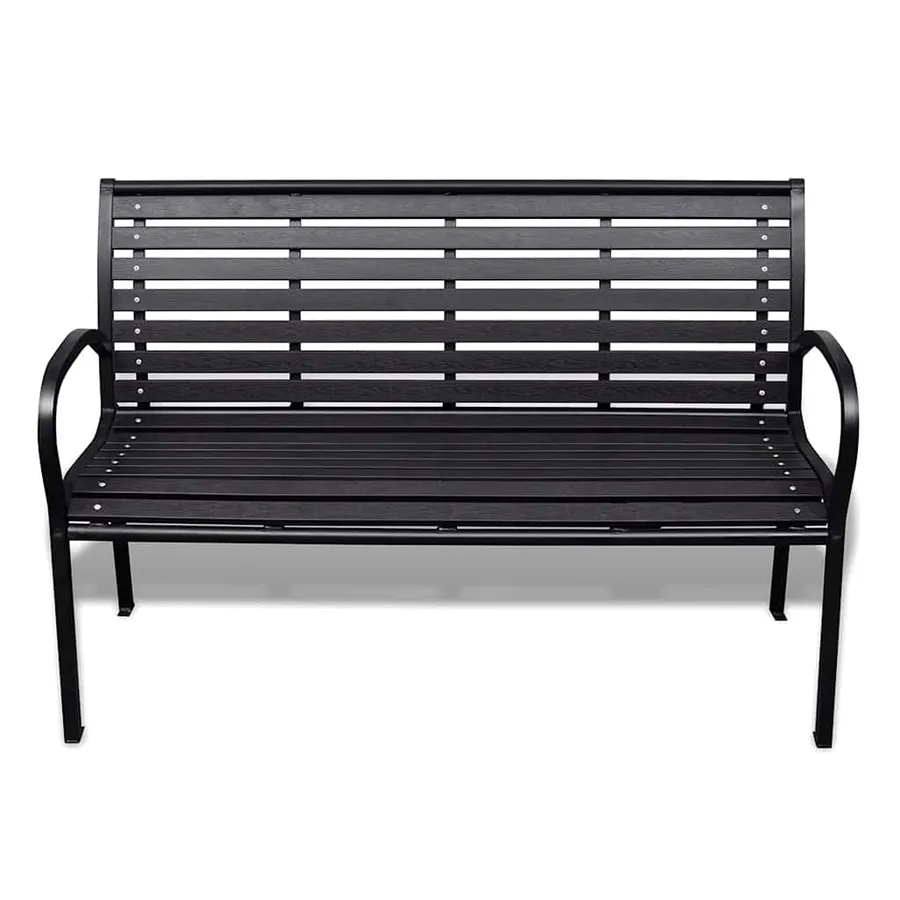 Banc de jardin 125 cm acier et WPC noir - 2