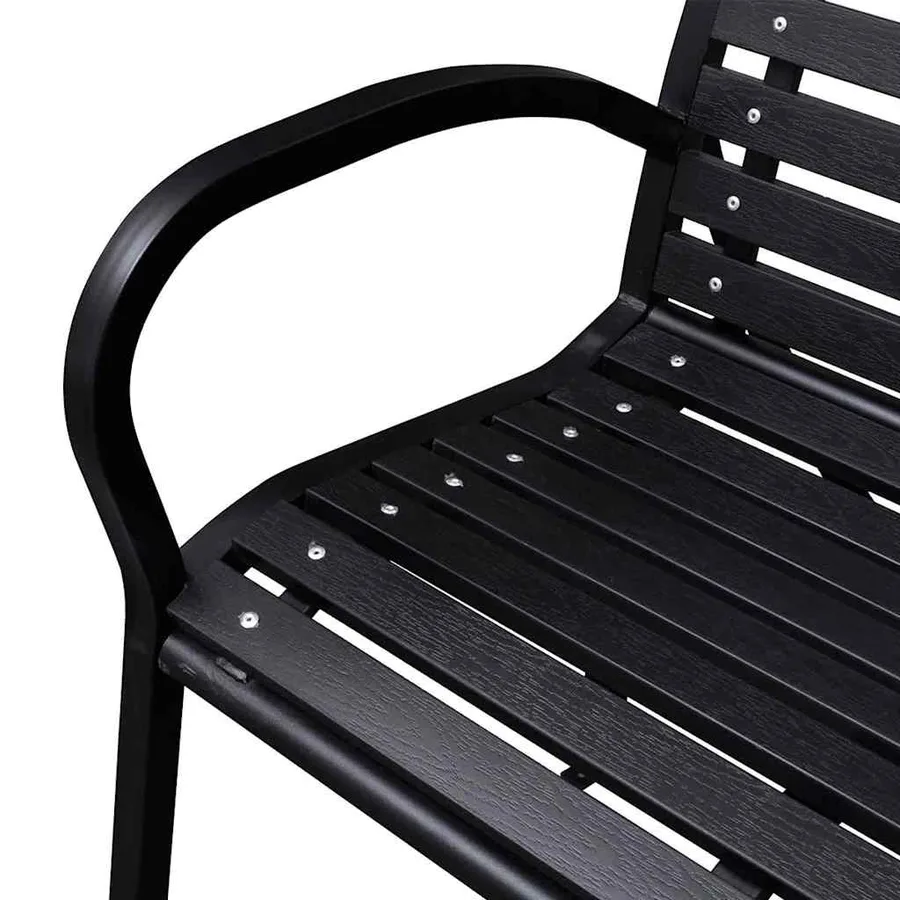 Banc de jardin 125 cm acier et WPC noir - 3