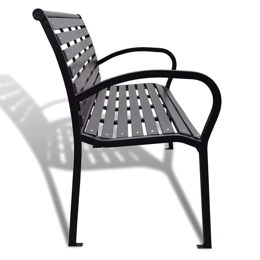 Banc de jardin 125 cm acier et WPC noir - 4
