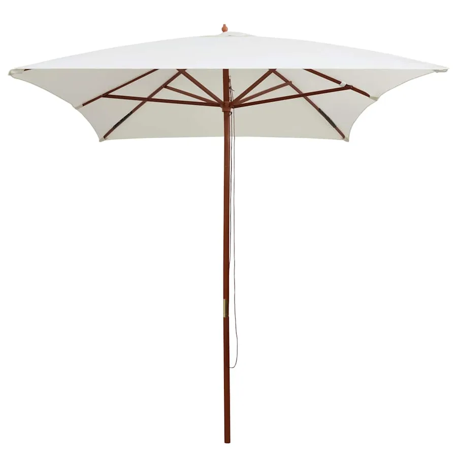 Parasol avec poteau en bois 200 x 300 cm Blanc crème - 2