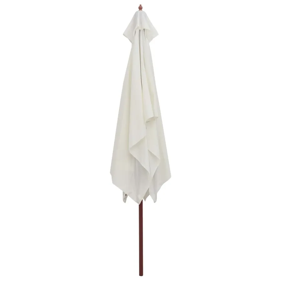 Parasol avec poteau en bois 200 x 300 cm Blanc crème - 3