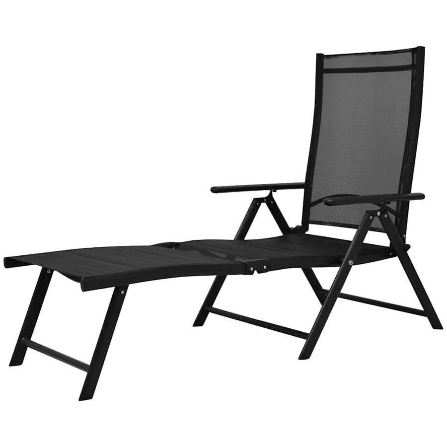 Chaise longue pliable Aluminium Noir - 2