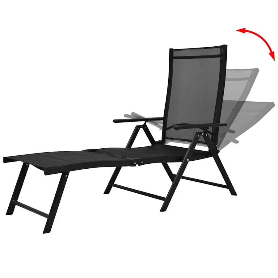 Chaise longue pliable Aluminium Noir - 3