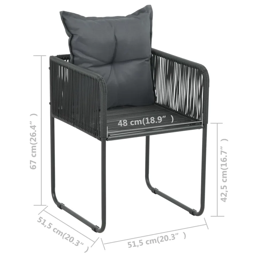 Chaises d'extérieur lot de 2 avec oreillers Résine tressée Noir - 6