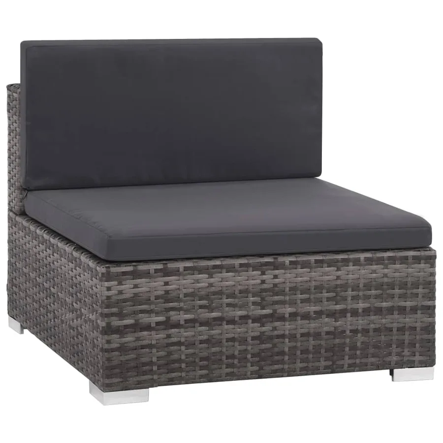 Salon de jardin 6 pcs avec coussins résine tressée gris - 4