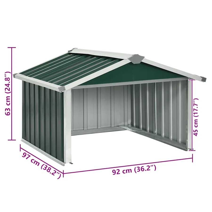 Abri tondeuse robot de jardin 92x97x63 cm Acier galvanisé Vert - 9