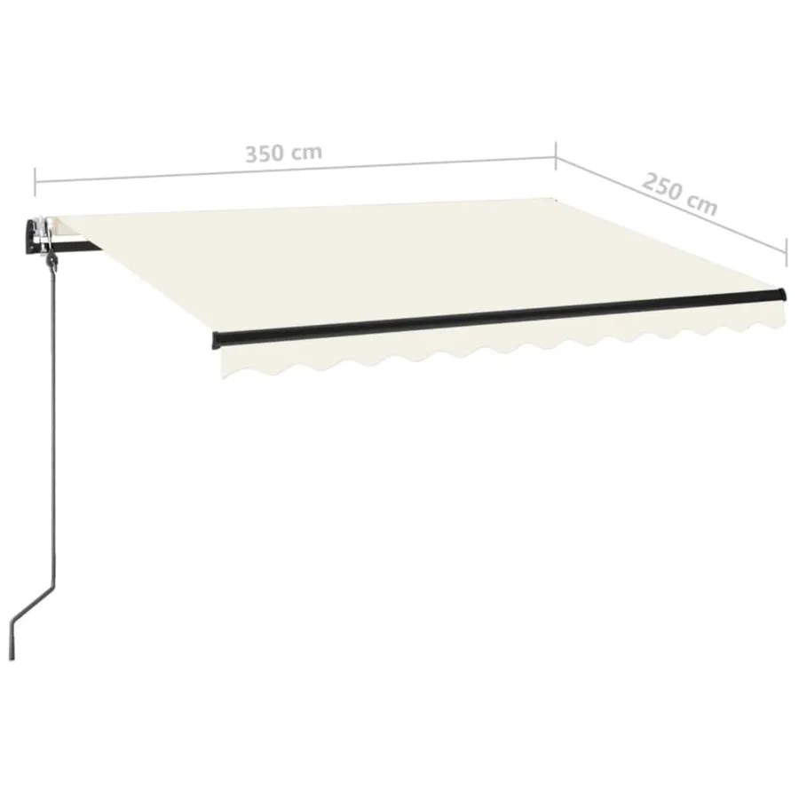 Auvent automatique avec capteur de vent et LED 350x250 cm Crème - 9