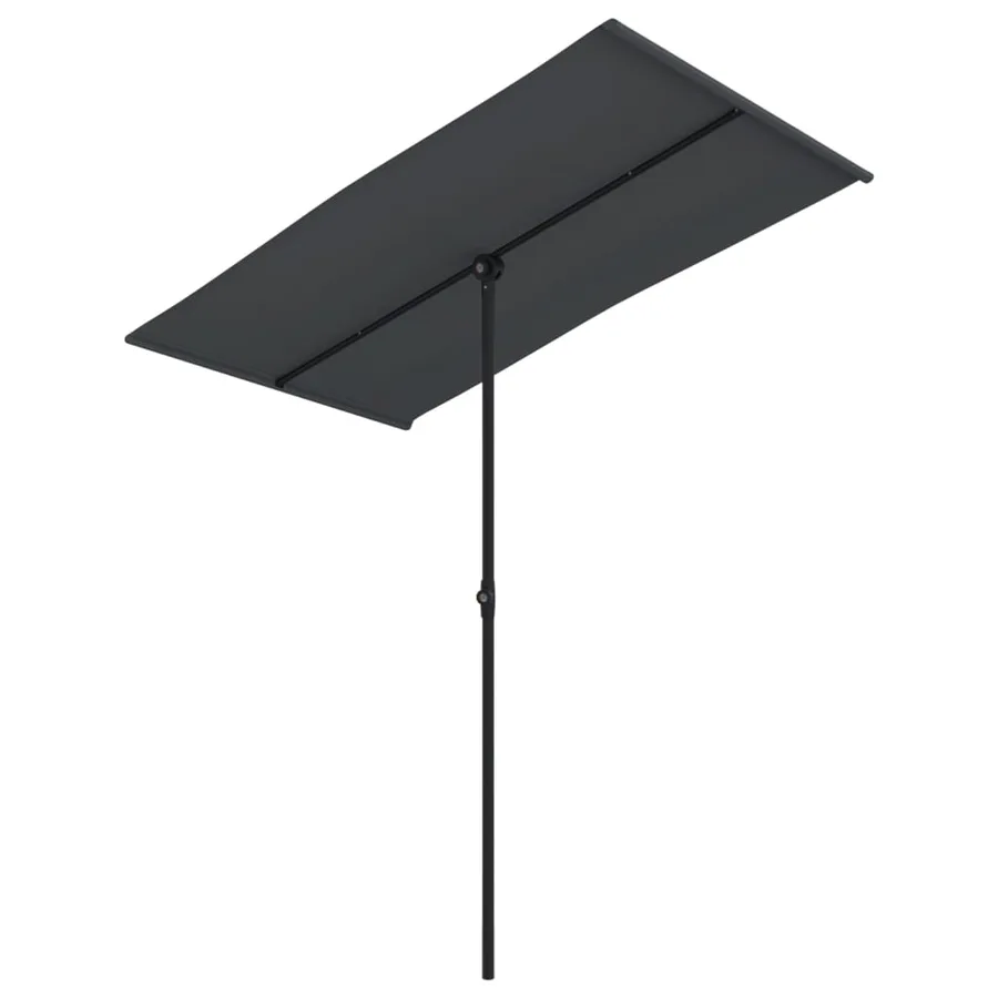 Parasol de jardin avec mât en aluminium 180x110 cm Noir - 2
