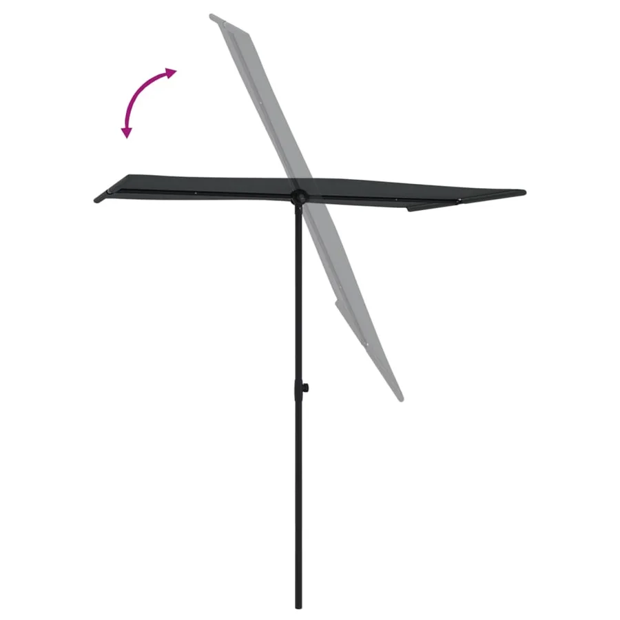 Parasol de jardin avec mât en aluminium 180x110 cm Noir - 6