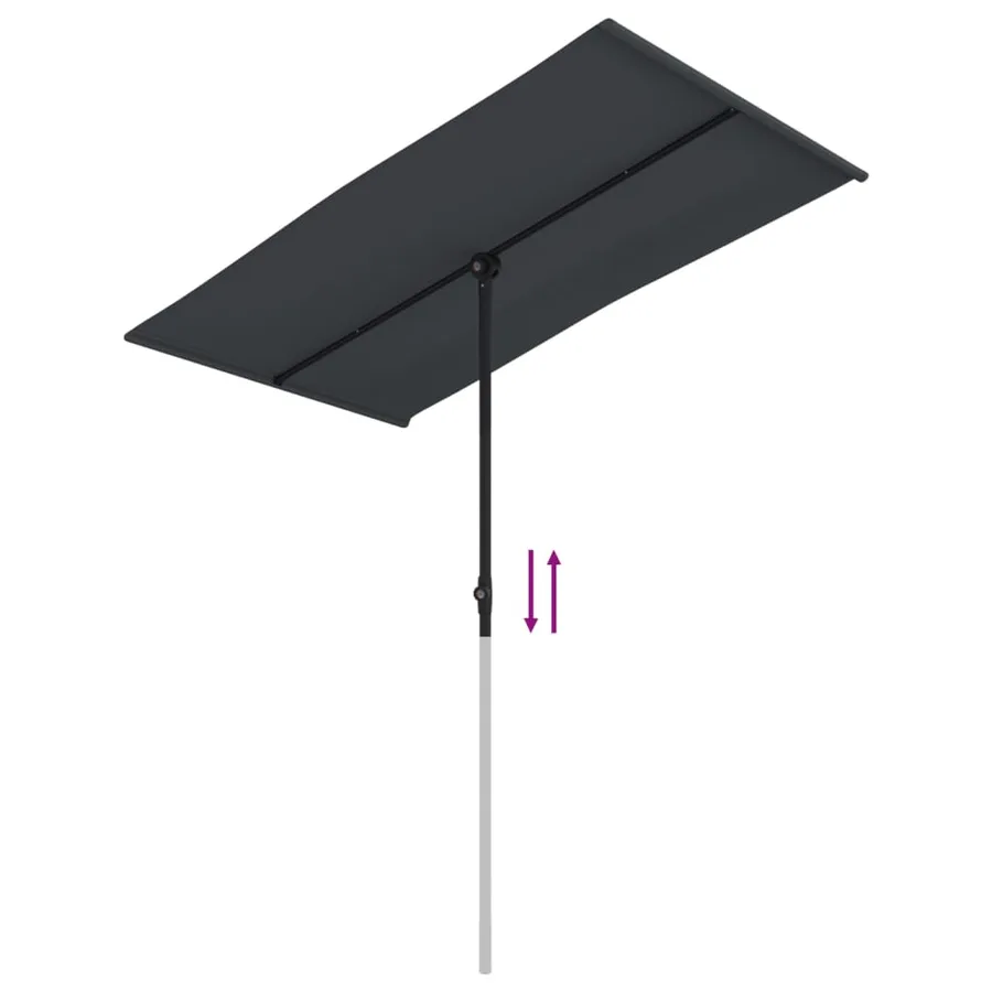 Parasol de jardin avec mât en aluminium 180x110 cm Noir - 7
