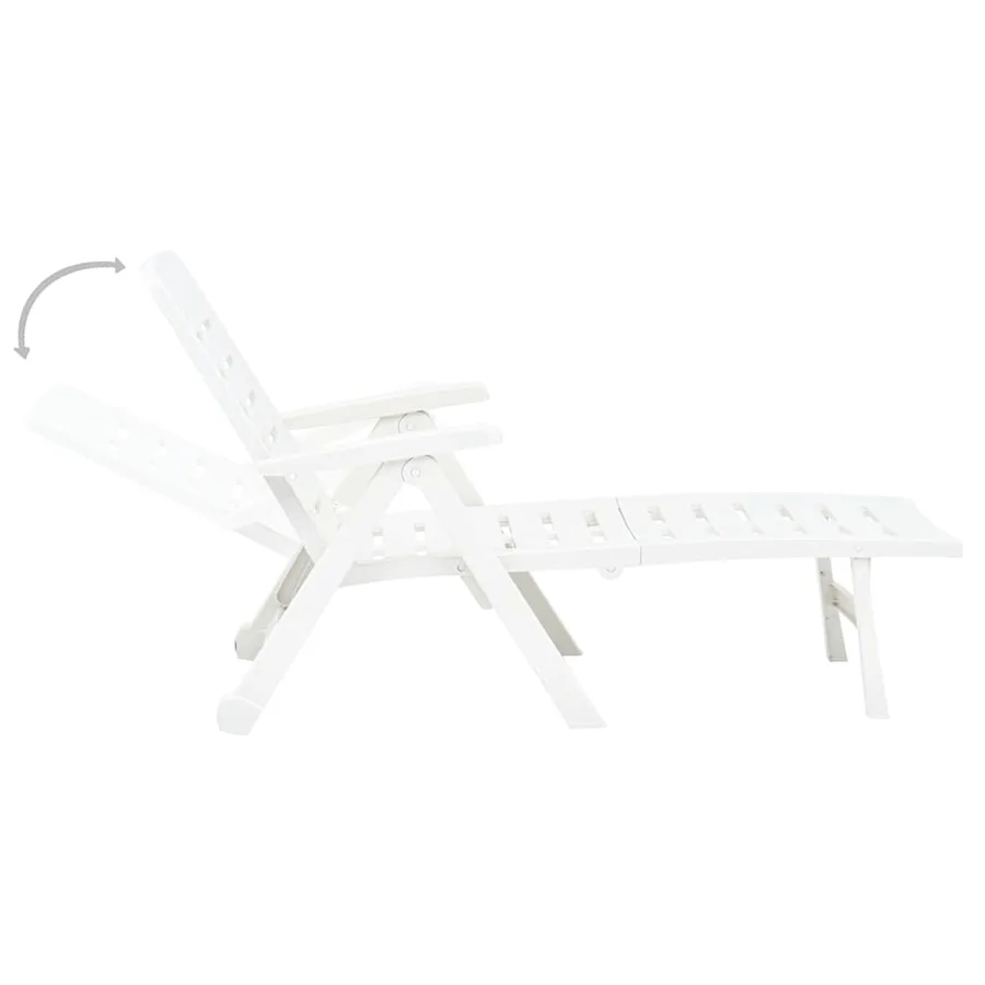 Chaise longue pliable Plastique Blanc - 4
