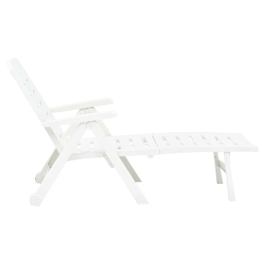 Chaise longue pliable Plastique Blanc - 5