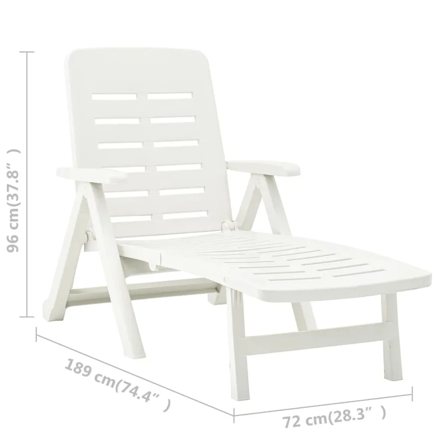 Chaise longue pliable Plastique Blanc - 9