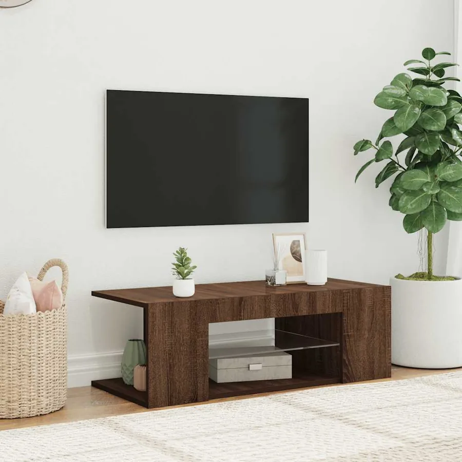 Meuble TV avec lumières LED Chêne marron 90x39x30 cm