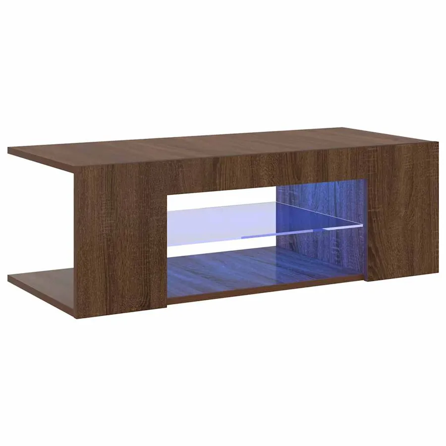 Meuble TV avec lumières LED Chêne marron 90x39x30 cm - 4